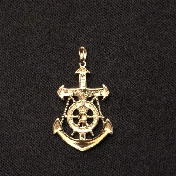 Gold Chain Rope Chain 2mm And Anchor Pendant - Picture 3 of 10
